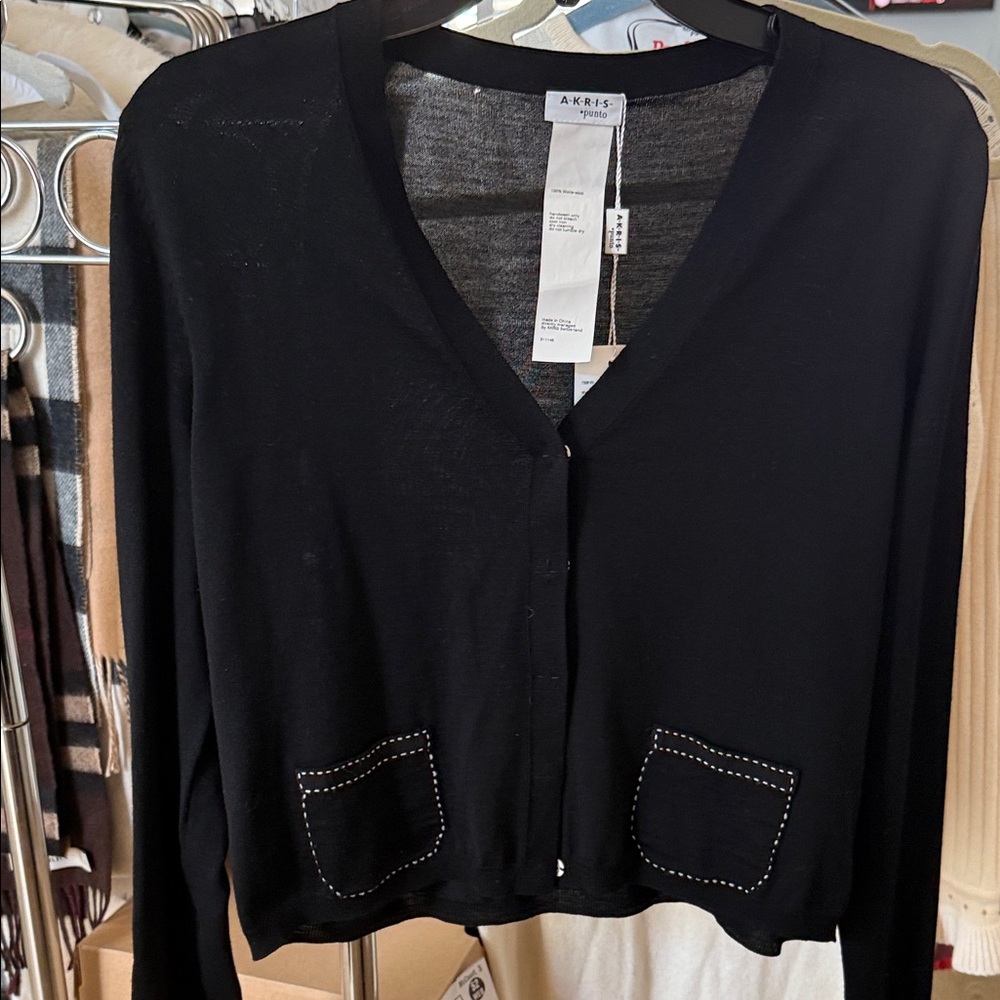 Akris Black Cardigan with Pocket Detailing
